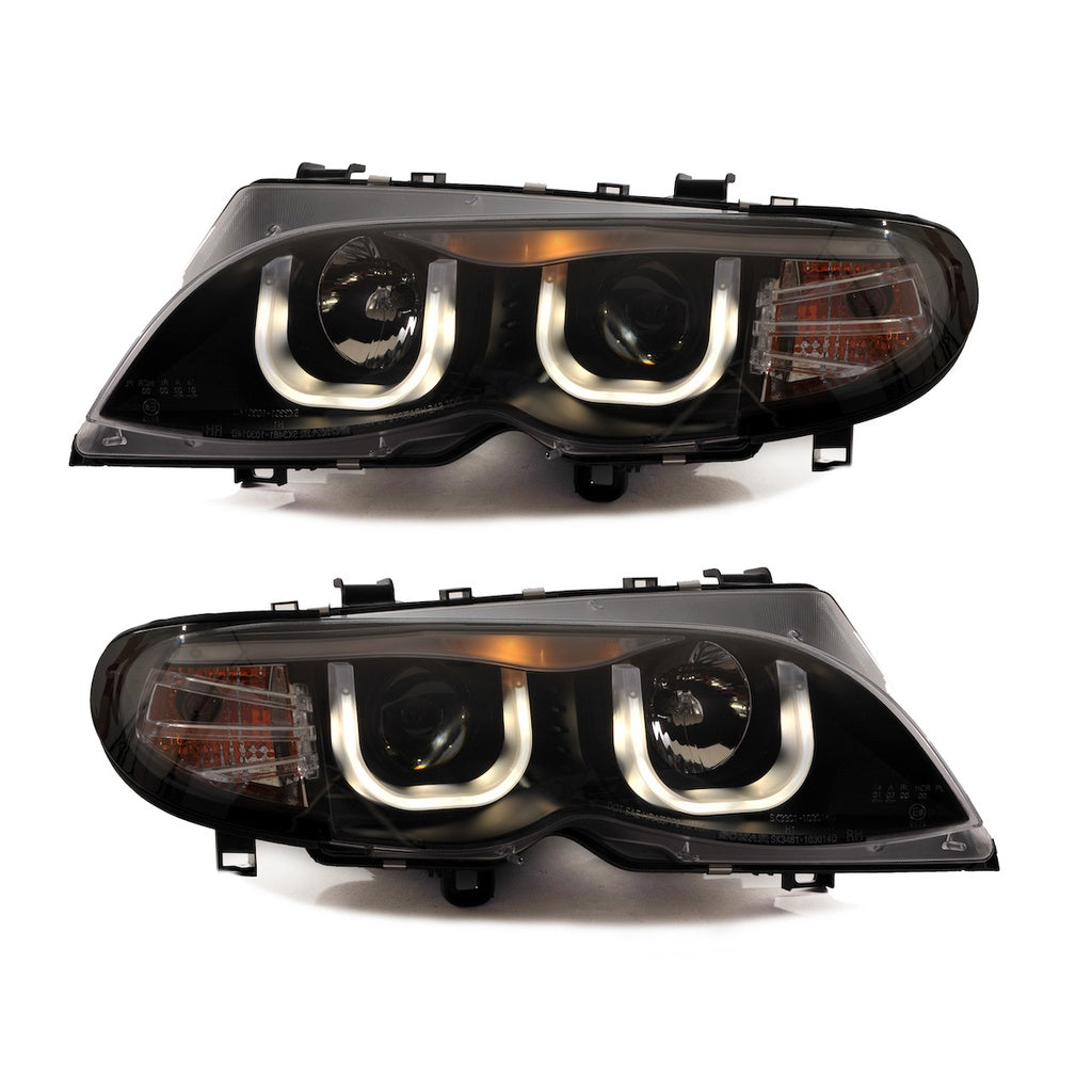 Scheinwerfer Halogen Schwarz passend für BMW 3er (E46) Limousine Touring Facelift 2001-2005