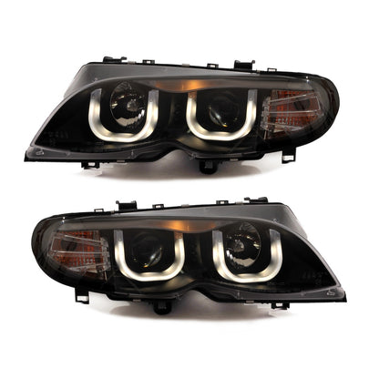Scheinwerfer Halogen Schwarz passend für BMW 3er (E46) Limousine Touring Facelift 2001-2005