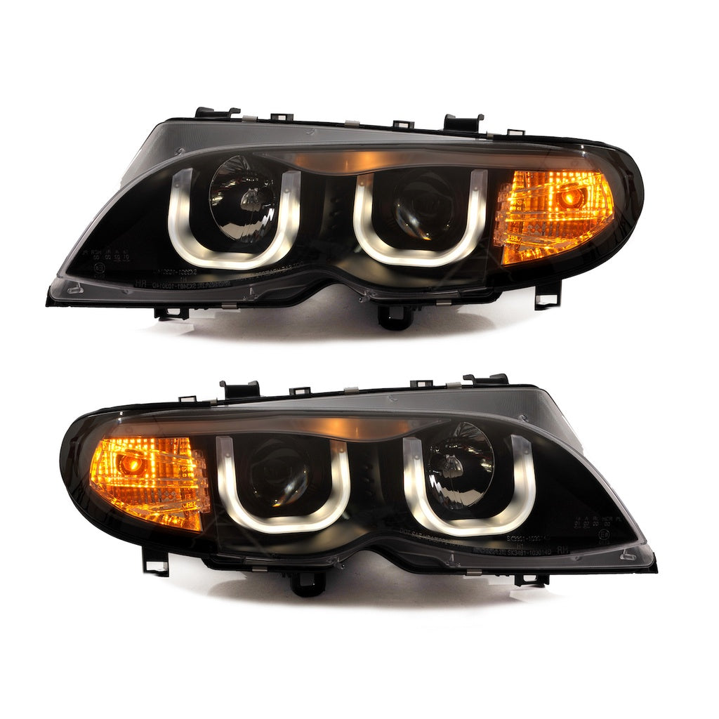 Scheinwerfer Halogen Schwarz passend für BMW 3er (E46) Limousine Touring Facelift 2001-2005