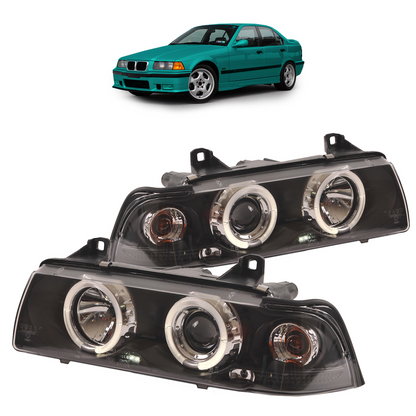 Scheinwerfer Halogen Schwarz passend für BMW 3er (E36) Limousine Touring 1992-1998