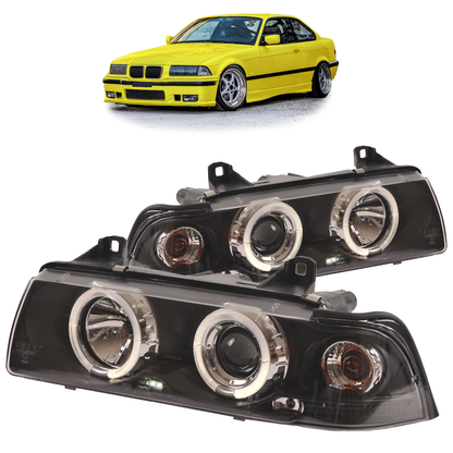 Schwarzes Halogen Scheinwerfer Set passend für BMW 3er E36 Coupé/Convertible 1992-1998