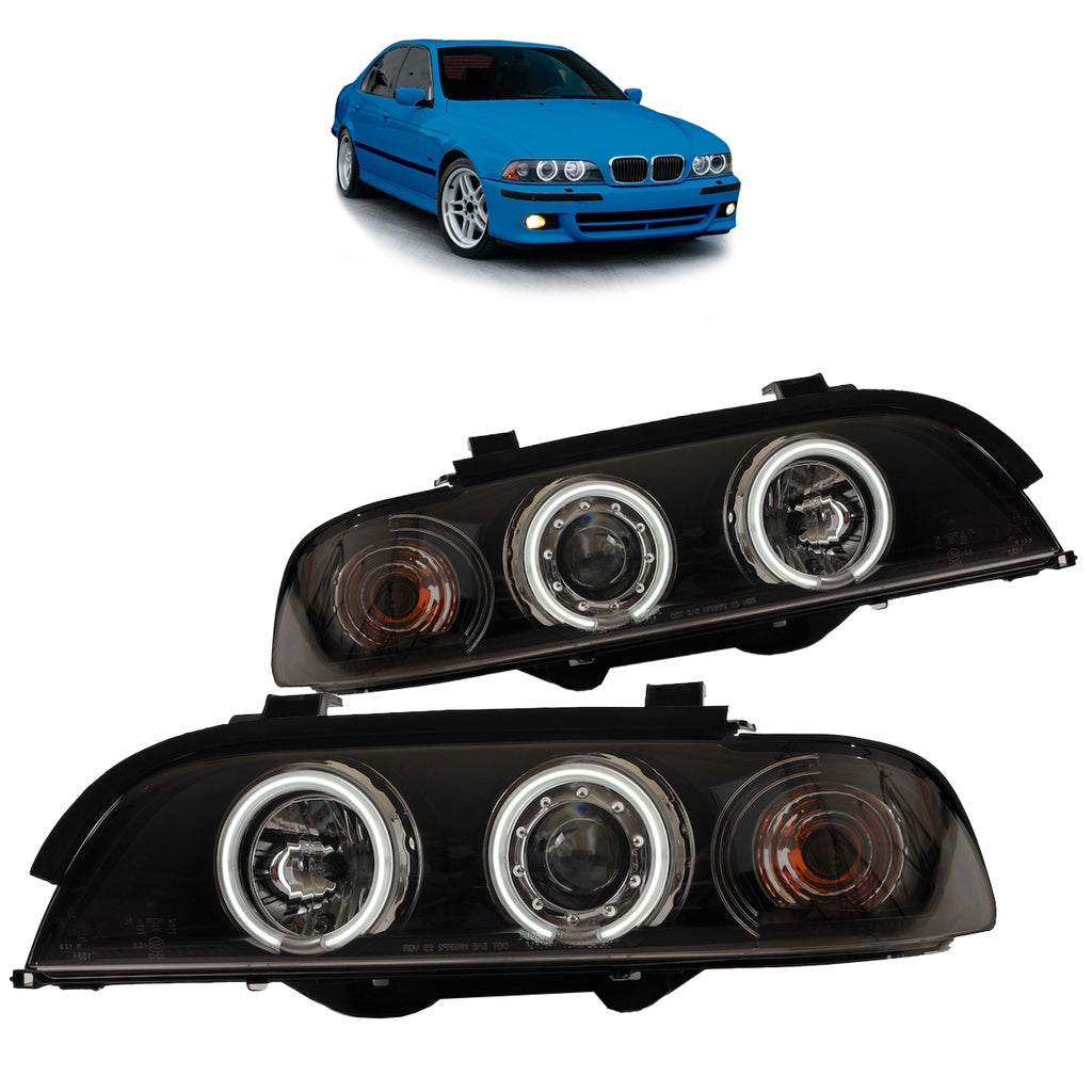 Scheinwerfer Halogen Schwarz mit CCFL passend für BMW 5er (E39) Limousine Touring 1995-2003