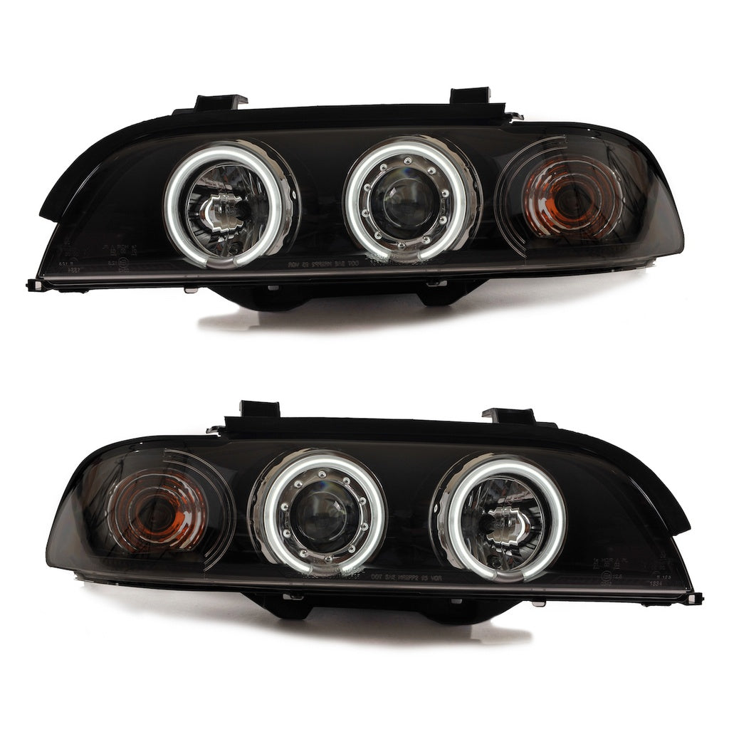 Scheinwerfer Halogen Schwarz mit CCFL passend für BMW 5er (E39) Limousine Touring 1995-2003
