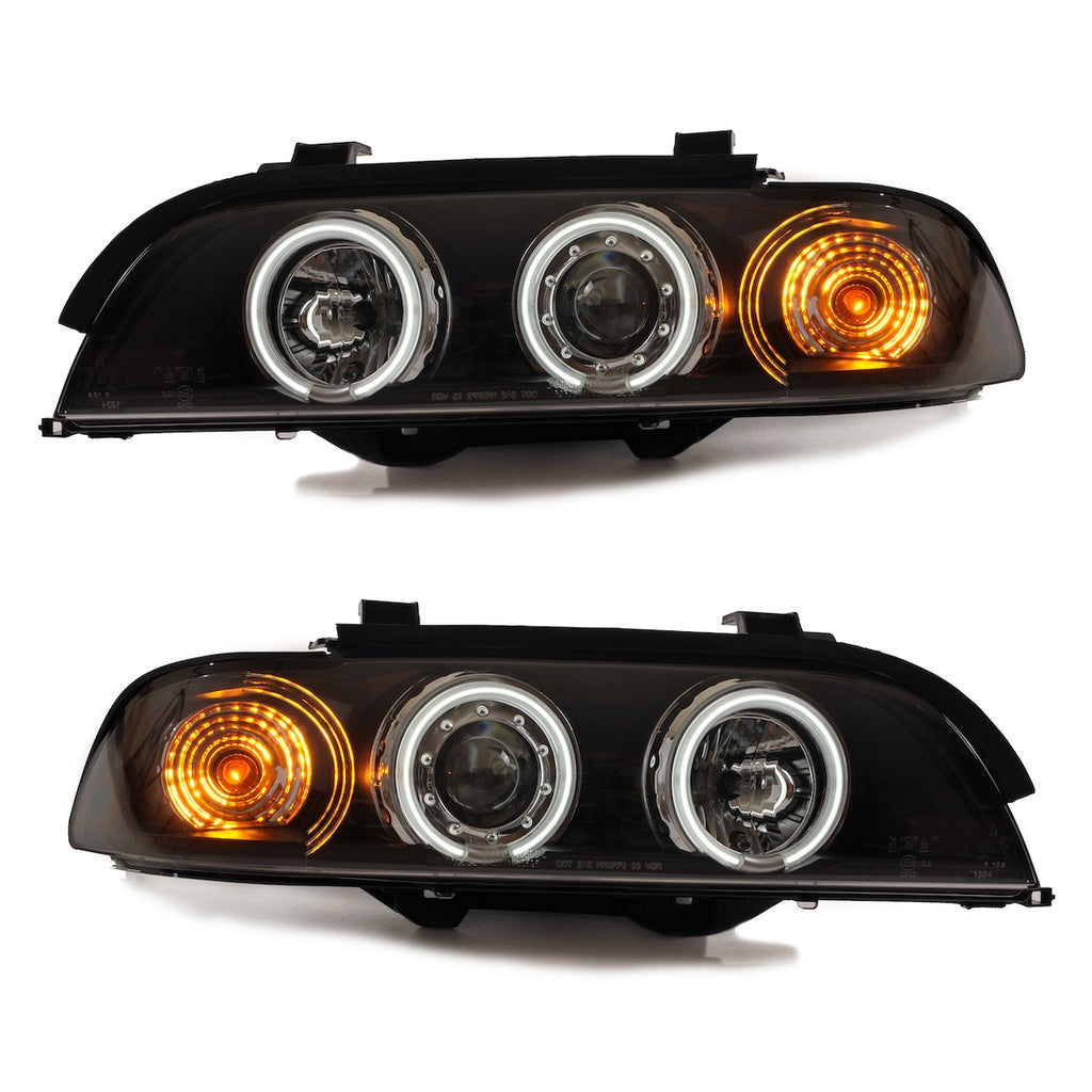 Scheinwerfer Halogen Schwarz mit CCFL passend für BMW 5er (E39) Limousine Touring 1995-2003