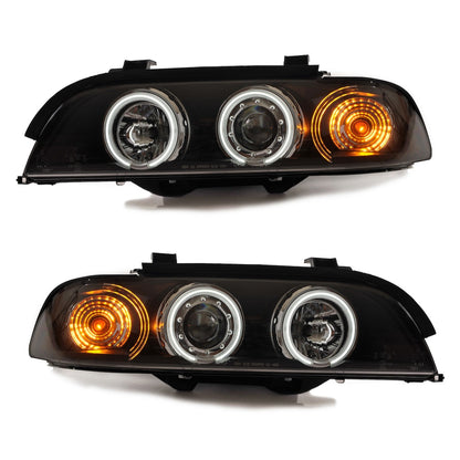 Scheinwerfer Halogen Schwarz mit CCFL passend für BMW 5er (E39) Limousine Touring 1995-2003