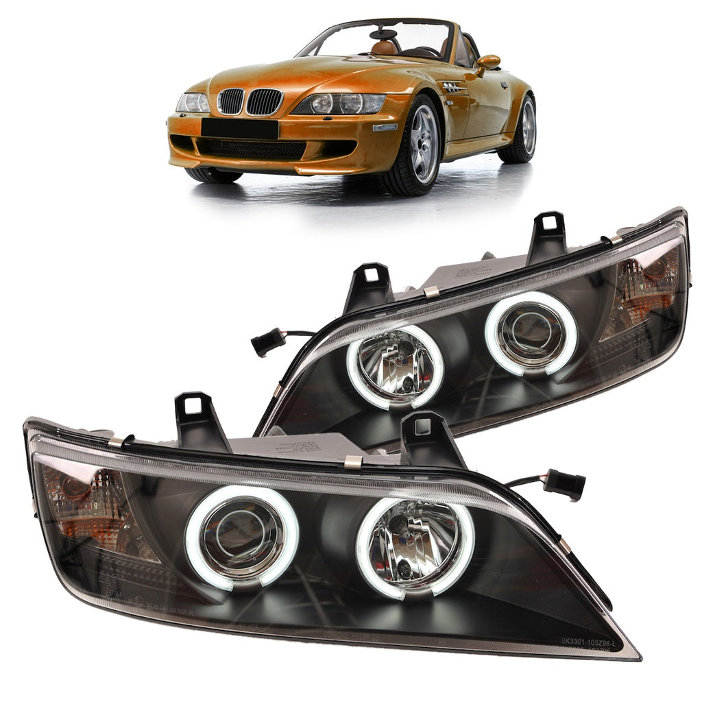 Scheinwerfer Halogen Schwarz mit CCFL passend für BMW Z3 (E36) Roadster und Coupe 1996-2002