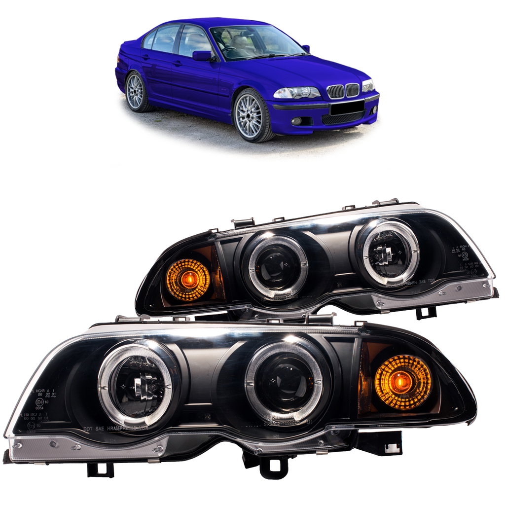 Scheinwerfer Halogen Schwarz passend für BMW 3er (E46) Limousine Touring Vor-Facelift 1998-2001