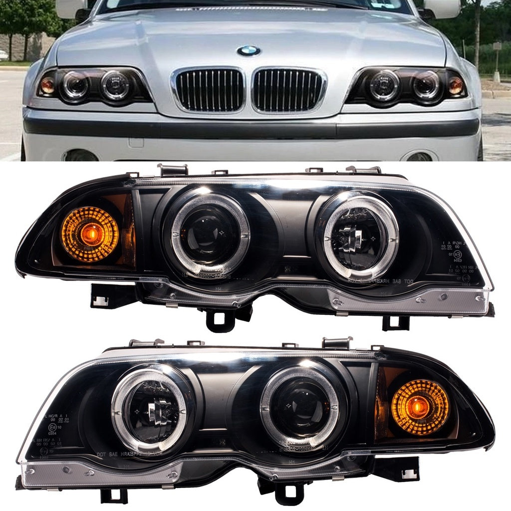 Scheinwerfer Halogen Schwarz passend für BMW 3er (E46) Limousine Touring Vor-Facelift 1998-2001