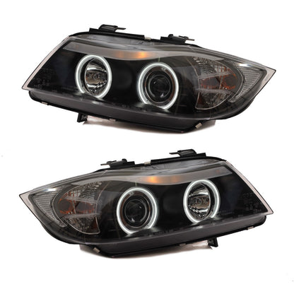 Scheinwerfer Halogen Schwarz CCFL passend für BMW 3er E90 E91 2005-2012