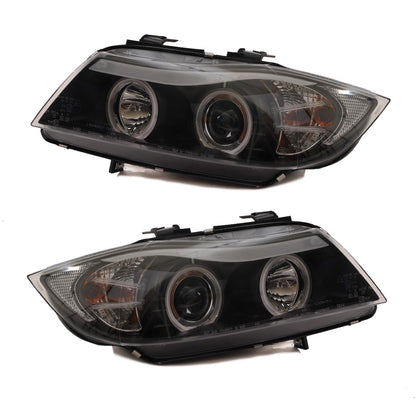 Scheinwerfer Halogen Schwarz CCFL passend für BMW 3er E90 E91 2005-2012