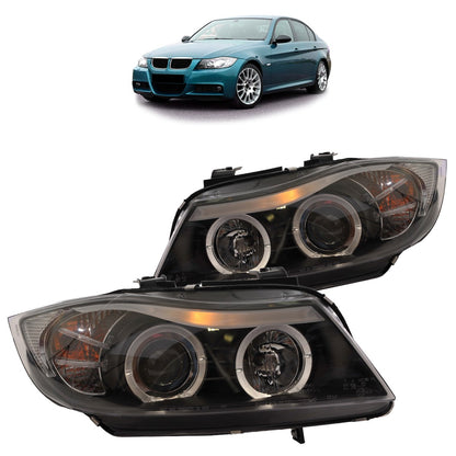 Schwarze Halogen-Scheinwerfer passend für BMW 3er E90 E91 2005-2012