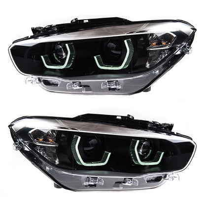 Voll-LED Schwarze Scheinwerfer passend für BMW 1er F20 F21 2015-2019