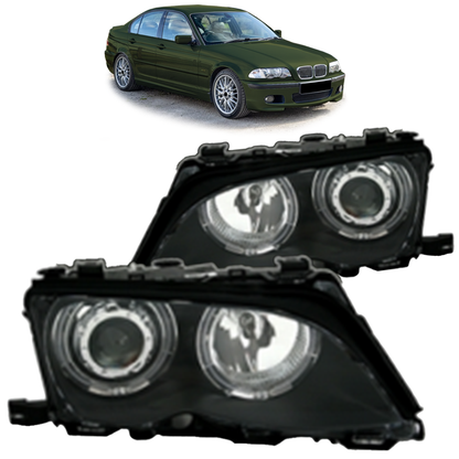 Schwarze Halogenscheinwerfer passend für BMW 3er E46 Limousine Touring 1997-2005