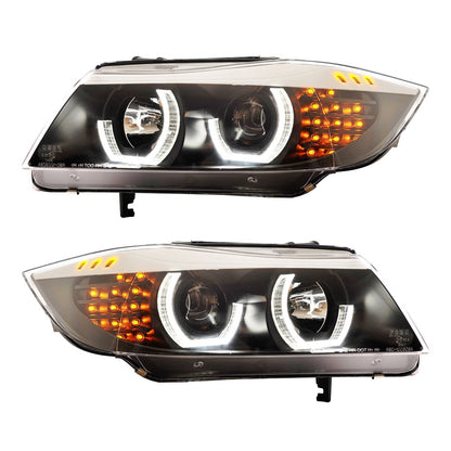 Schwarze Halogen-Scheinwerfer passend für BMW 3er E90 E91 2005-2008