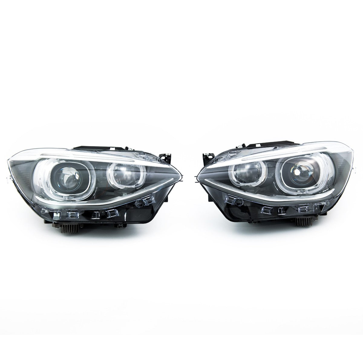Schwarze LED Angel Eye Scheinwerfer passend für BMW 1er F20 F21 2011-2015
