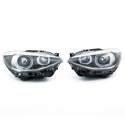 Schwarze LED Angel Eye Scheinwerfer passend für BMW 1er F20 F21 2011-2015