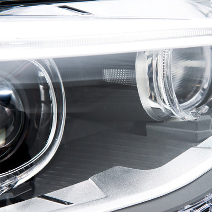 Schwarze LED Angel Eye Scheinwerfer passend für BMW 1er F20 F21 2011-2015