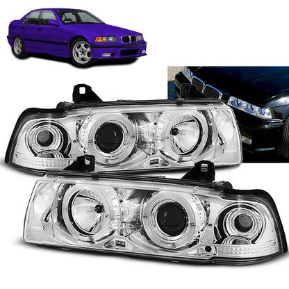Scheinwerfer Angel Eyes Chrom passend für BMW E36 12.90-08.99 S/C/T