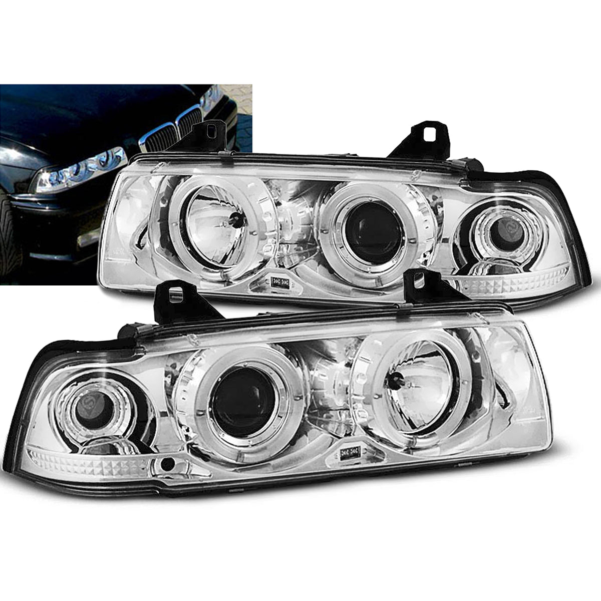 Scheinwerfer Angel Eyes Chrom passend für BMW E36 12.90-08.99 S/C/T