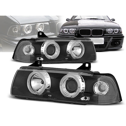 Scheinwerfer Angel Eyes Schwarz passend für BMW E36 12.90-08.99 S/C/T
