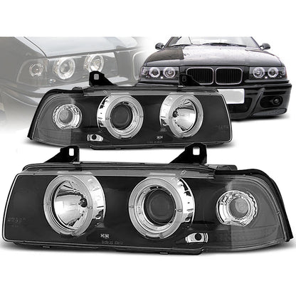 Scheinwerfer Angel Eyes Schwarz passend für BMW E36 12.90-08.99 C/C