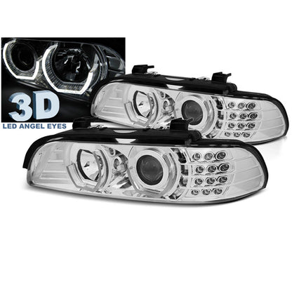 Scheinwerfer Angel Eyes 3D Chrom passend für BMW E39 09.95-06.03