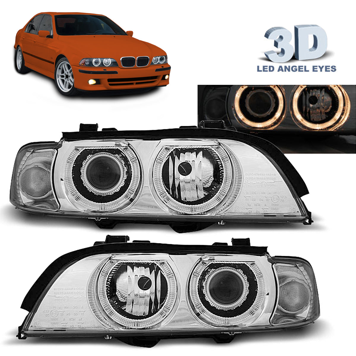 Xenon Scheinwerfer Angel Eyes Chrom passend für BMW E39 09.95-06.03