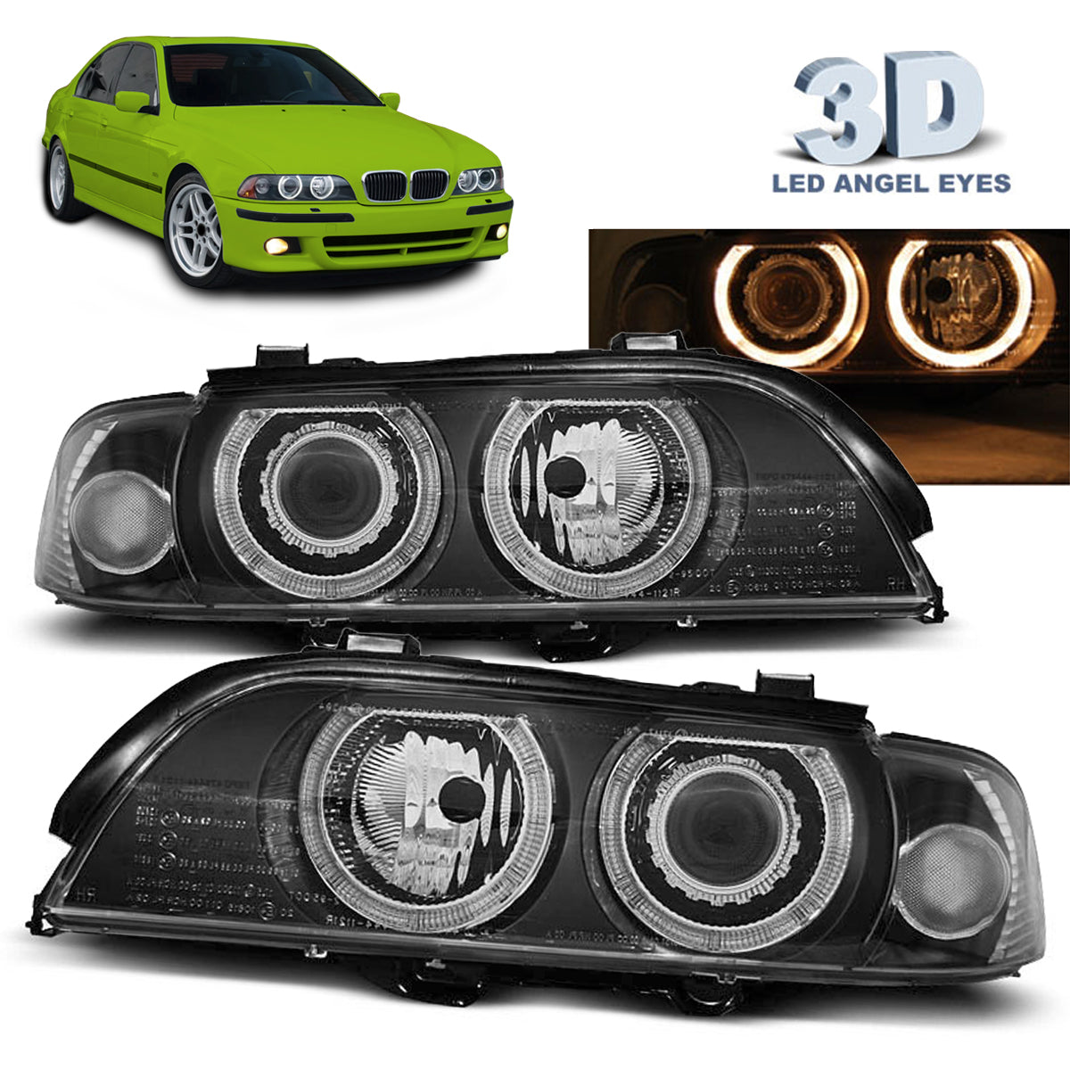 Xenon Scheinwerfer Angel Eyes Schwarz passend für BMW E39 09.95-06.03