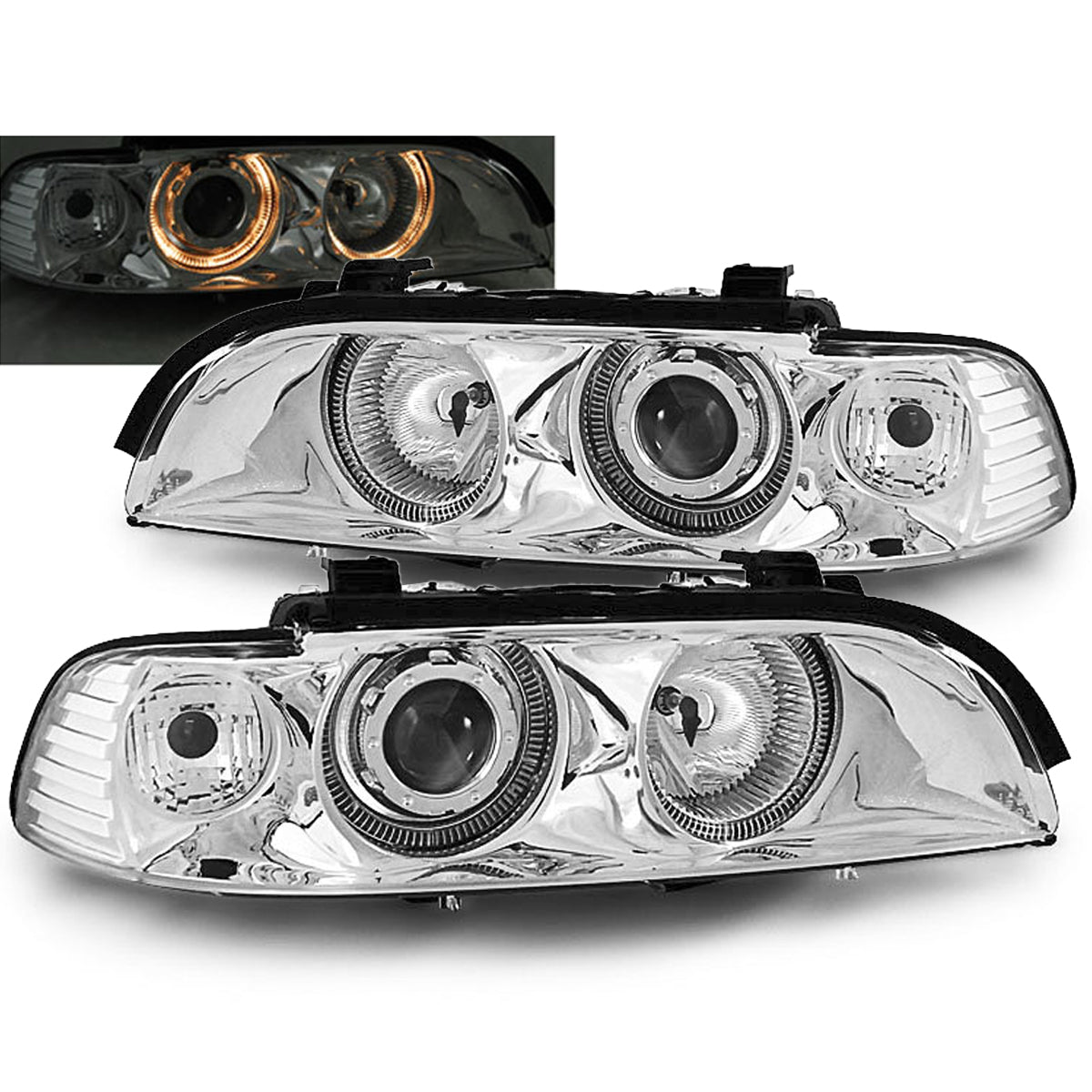 Scheinwerfer Angel Eyes Chrom passend für BMW E39 09.95-06.03