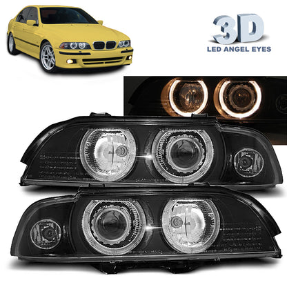 Scheinwerfer Angel Eyes Schwarz passend für BMW E39 09.95-06.03