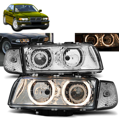Scheinwerfer Angel Eyes Chrom passend für BMW E38 06.94-08.98