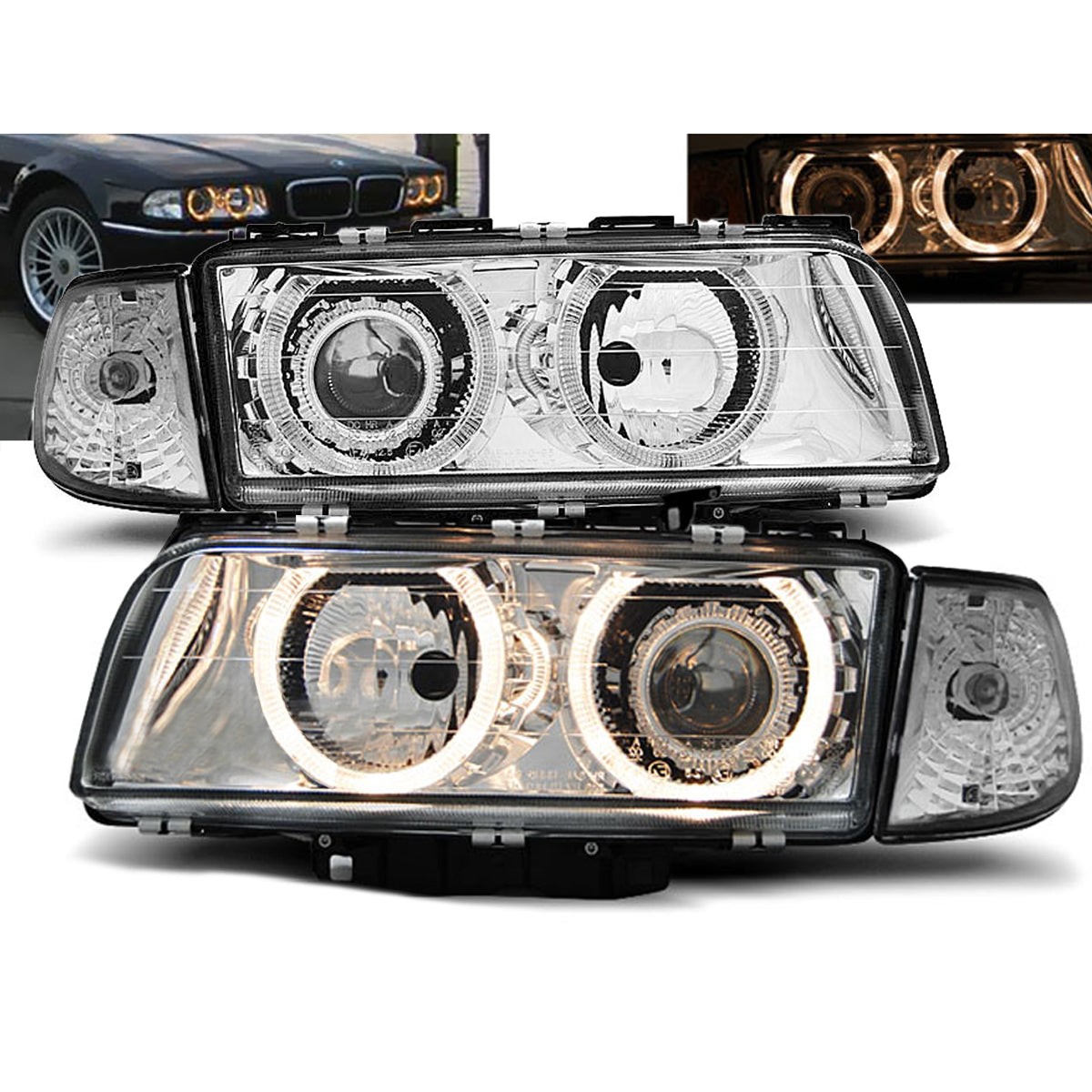 Scheinwerfer Angel Eyes Chrom passend für BMW E38 06.94-08.98