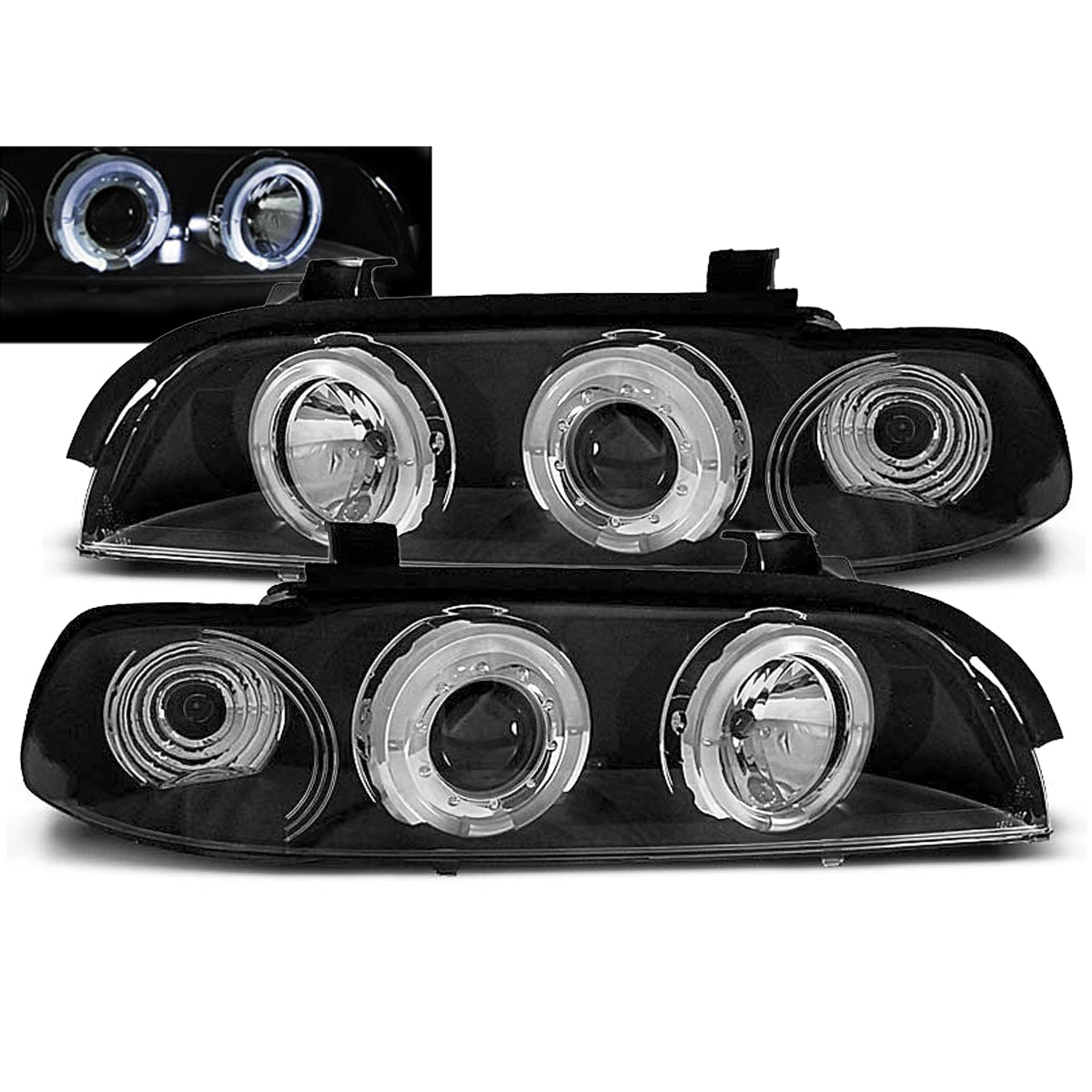 Scheinwerfer Angel Eyes Schwarz passend für BMW E39 09.95-06.03