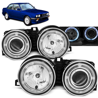 Scheinwerfer Angel Eyes Chrom passend für BMW E30 11.82-06.94