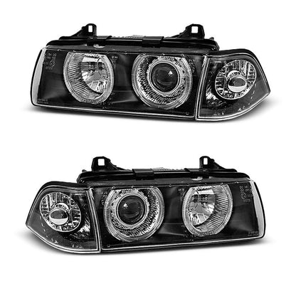 Scheinwerfer Angel Eyes Schwarz passend für BMW E36 12.90-08.99