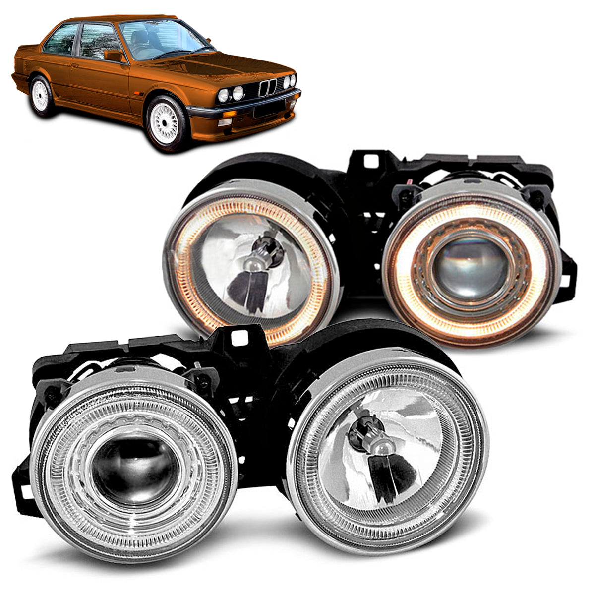 Scheinwerfer Angel Eyes Chrom passend für BMW E30 11.82-06.94