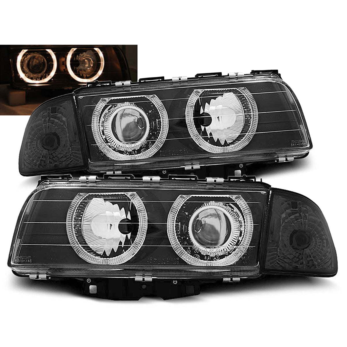 Scheinwerfer Angel Eyes Schwarz passend für BMW E38 06.94-08.98
