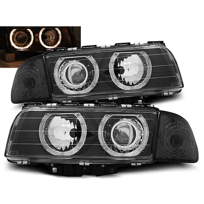 Scheinwerfer Angel Eyes Schwarz passend für BMW E38 06.94-08.98