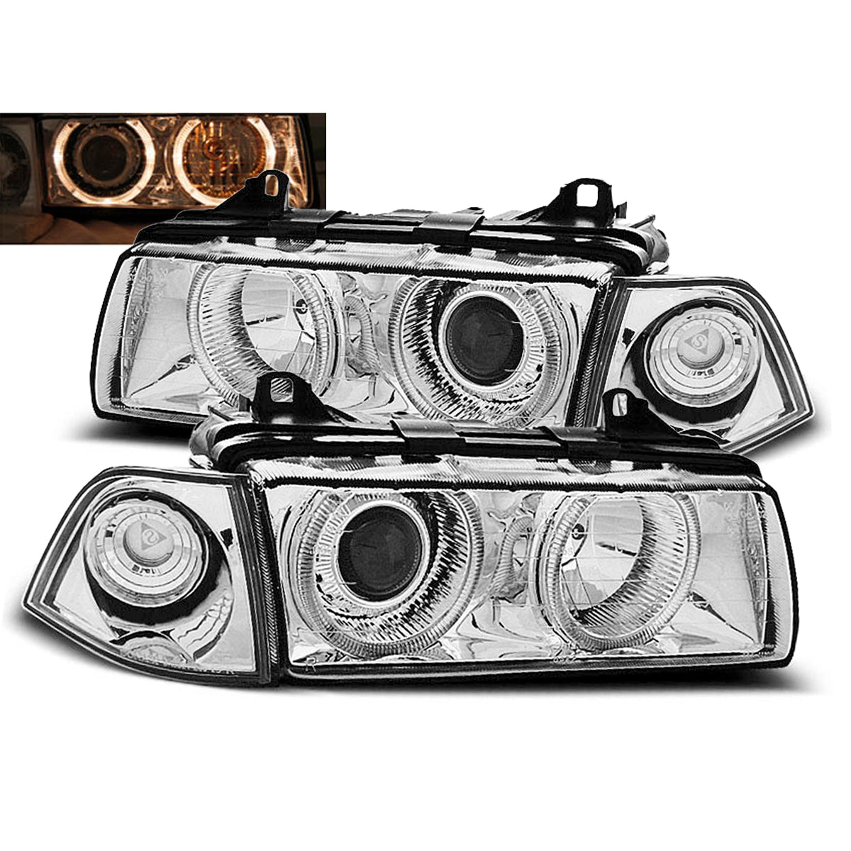 Scheinwerfer Angel Eyes Chrom passend für BMW E36 12.90-08.99