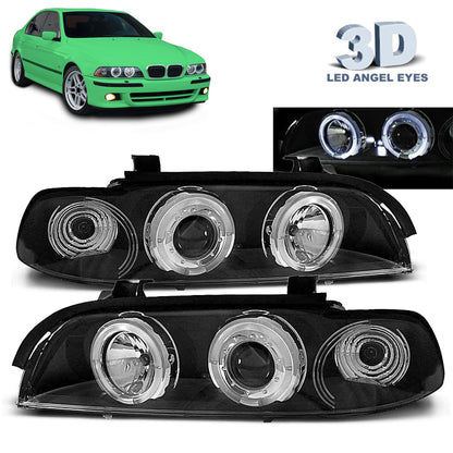 Scheinwerfer Angel Eyes Schwarz passend für BMW E39 09.95-06.03