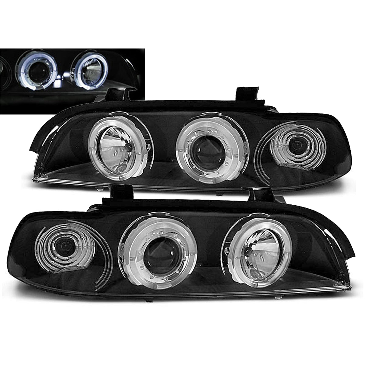 Scheinwerfer Angel Eyes Schwarz passend für BMW E39 09.95-06.03