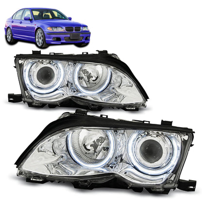 Scheinwerfer Angel Eyes CCFL Chrom passend für BMW E46 09.01-03.05
