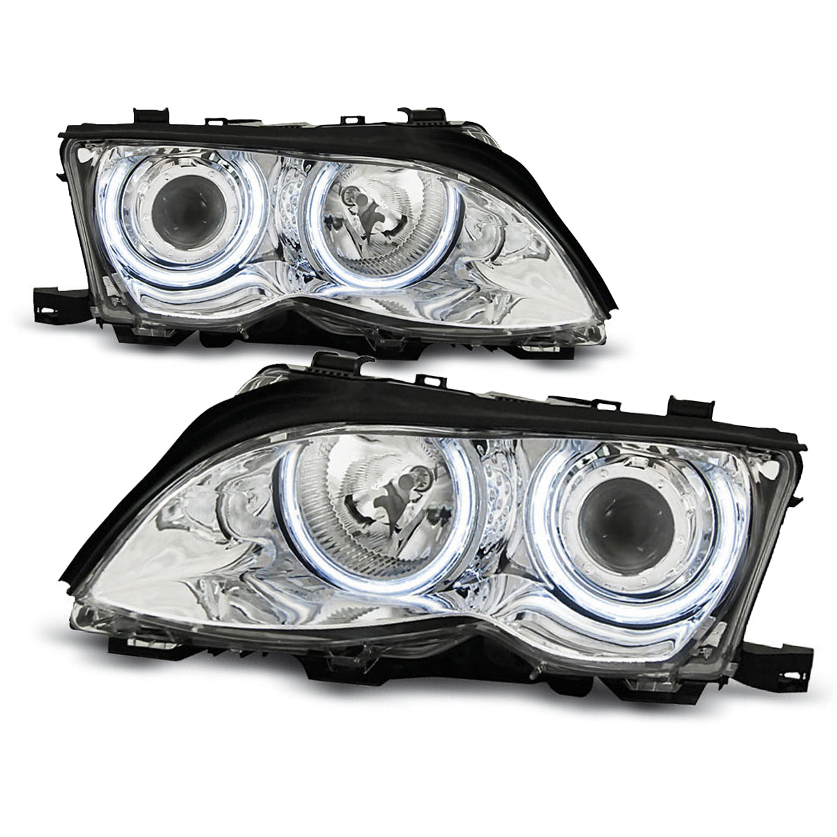 Scheinwerfer Angel Eyes CCFL Chrom passend für BMW E46 09.01-03.05
