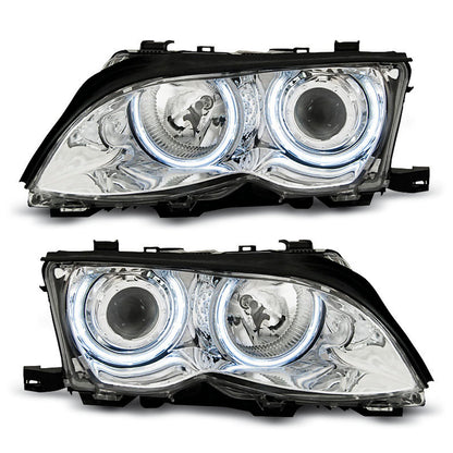 Scheinwerfer Angel Eyes CCFL Chrom passend für BMW E46 09.01-03.05