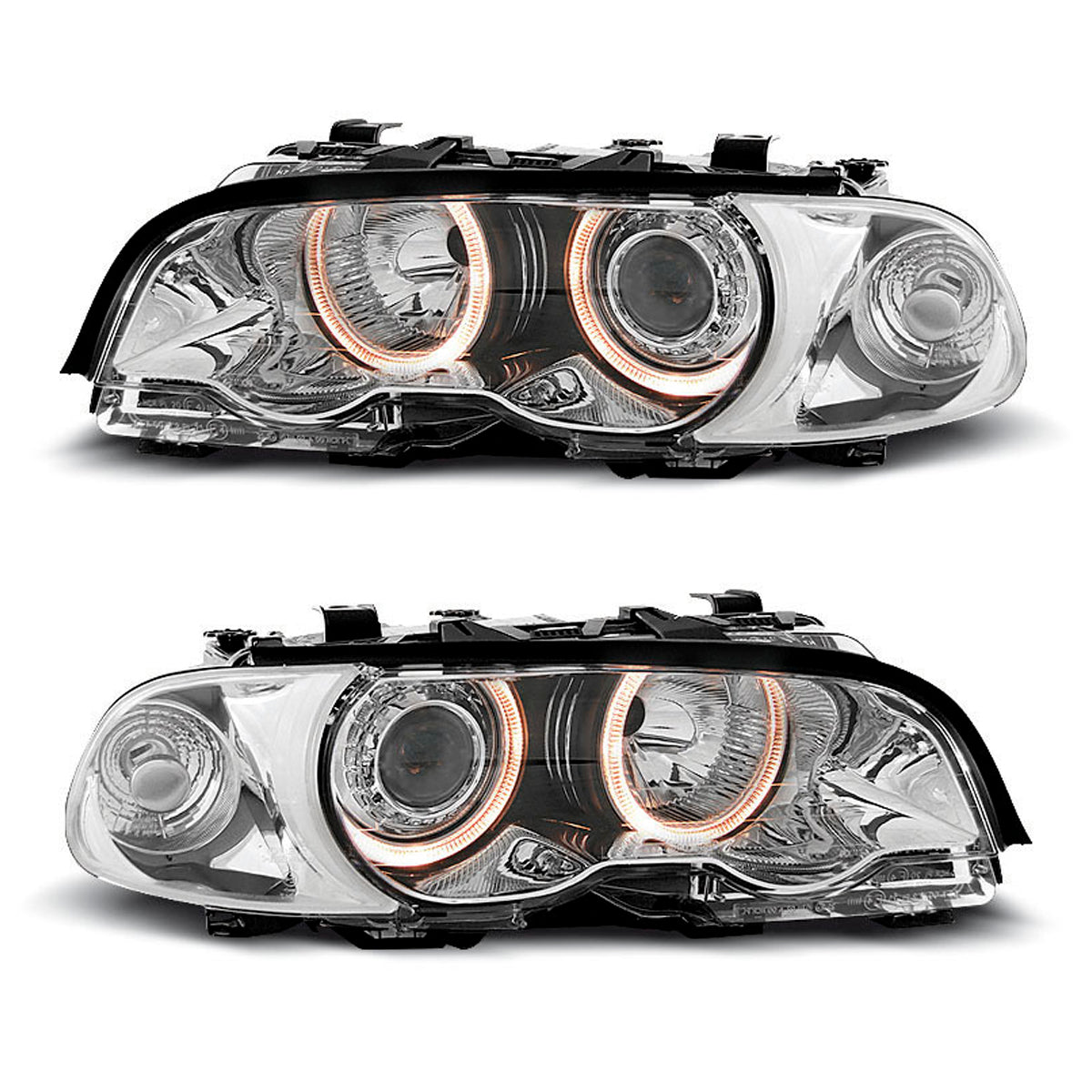 Scheinwerfer Angel Eyes Chrom passend für BMW E46 04.99-08.01 Coupé Cabrio