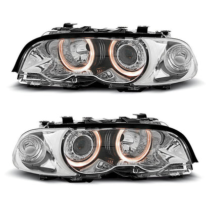 Scheinwerfer Angel Eyes Chrom passend für BMW E46 04.99-08.01 Coupé Cabrio