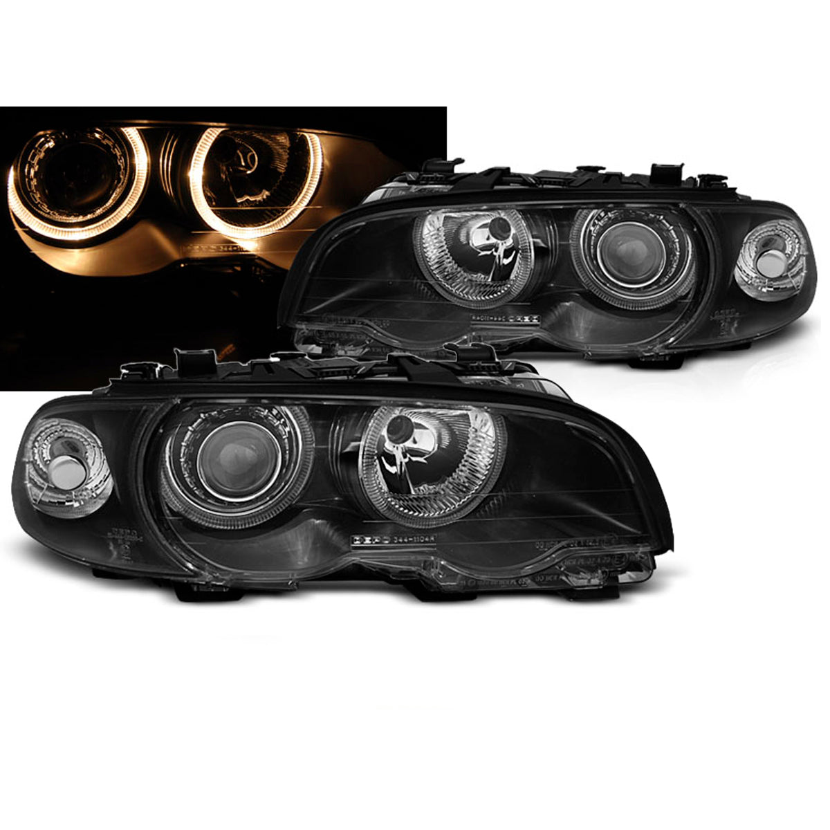 Scheinwerfer Angel Eyes Schwarz passend für BMW E46 04.99-03 Coupé Cabrio