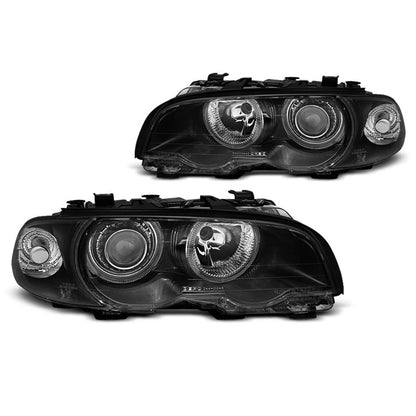 Scheinwerfer Angel Eyes Schwarz passend für BMW E46 04.99-03 Coupé Cabrio