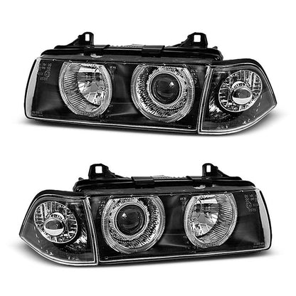 Scheinwerfer Angel Eyes Schwarz passend für BMW E36 12.90-08.99 Coupé Cabrio