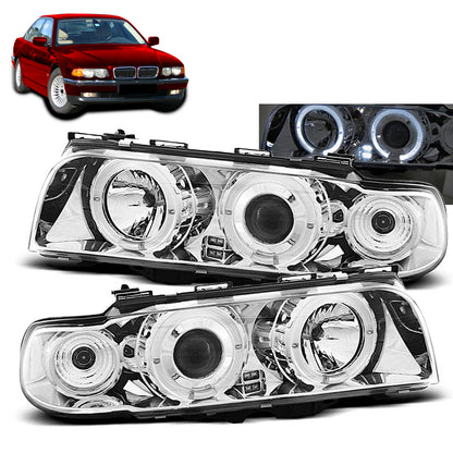Scheinwerfer Angel Eyes Chrom passend für BMW E38 06.94 - 08.98